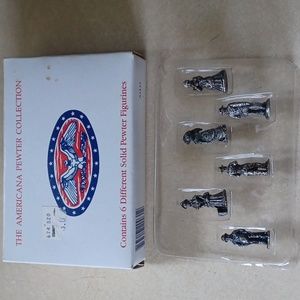 6 Piece Americana Pewter Collection Miniature Solid Pewter Figurines AH31